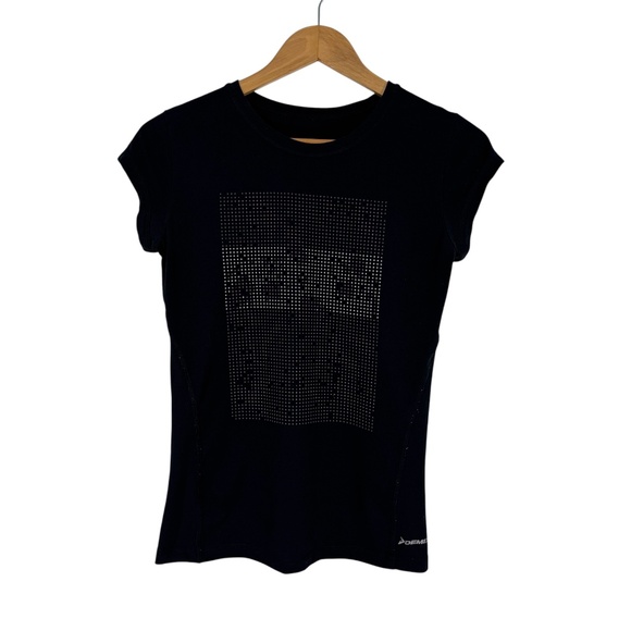 Demix Women’s Size Small Black Graphic Print Short Sleeve Athletic Tee Shirt - Picture 1 of 4